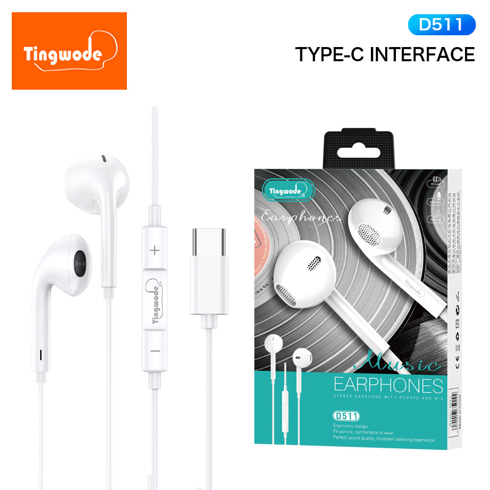 Type-C Wired Headphones High Quality Half-In-Ear