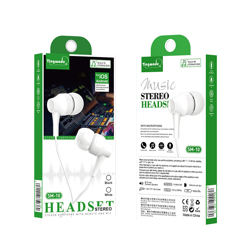 High-quality wired earphones 3.5mm with earplugs for noise reduction
