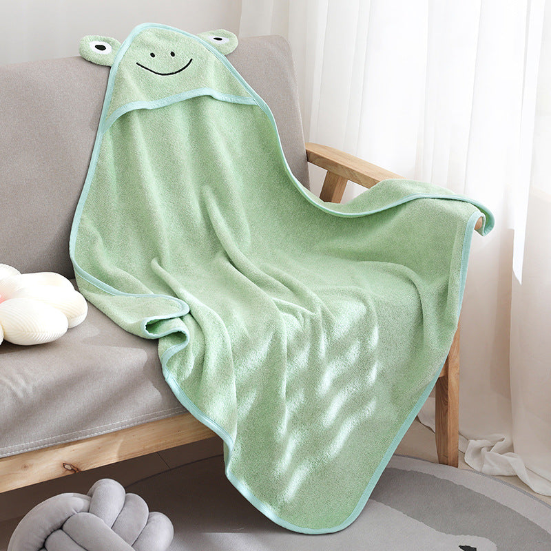 Baby bath towel cotton 32 strands no hair shedding cape with hat