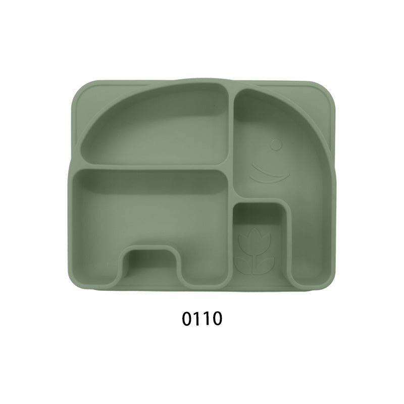 Cartoon children's silicone food supplement plate anti-drop plate