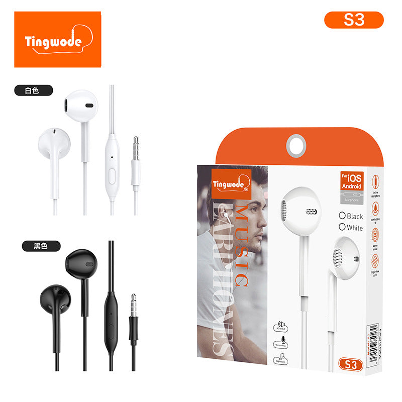 High-quality wired earphones 3.5mm with earplugs for noise reduction