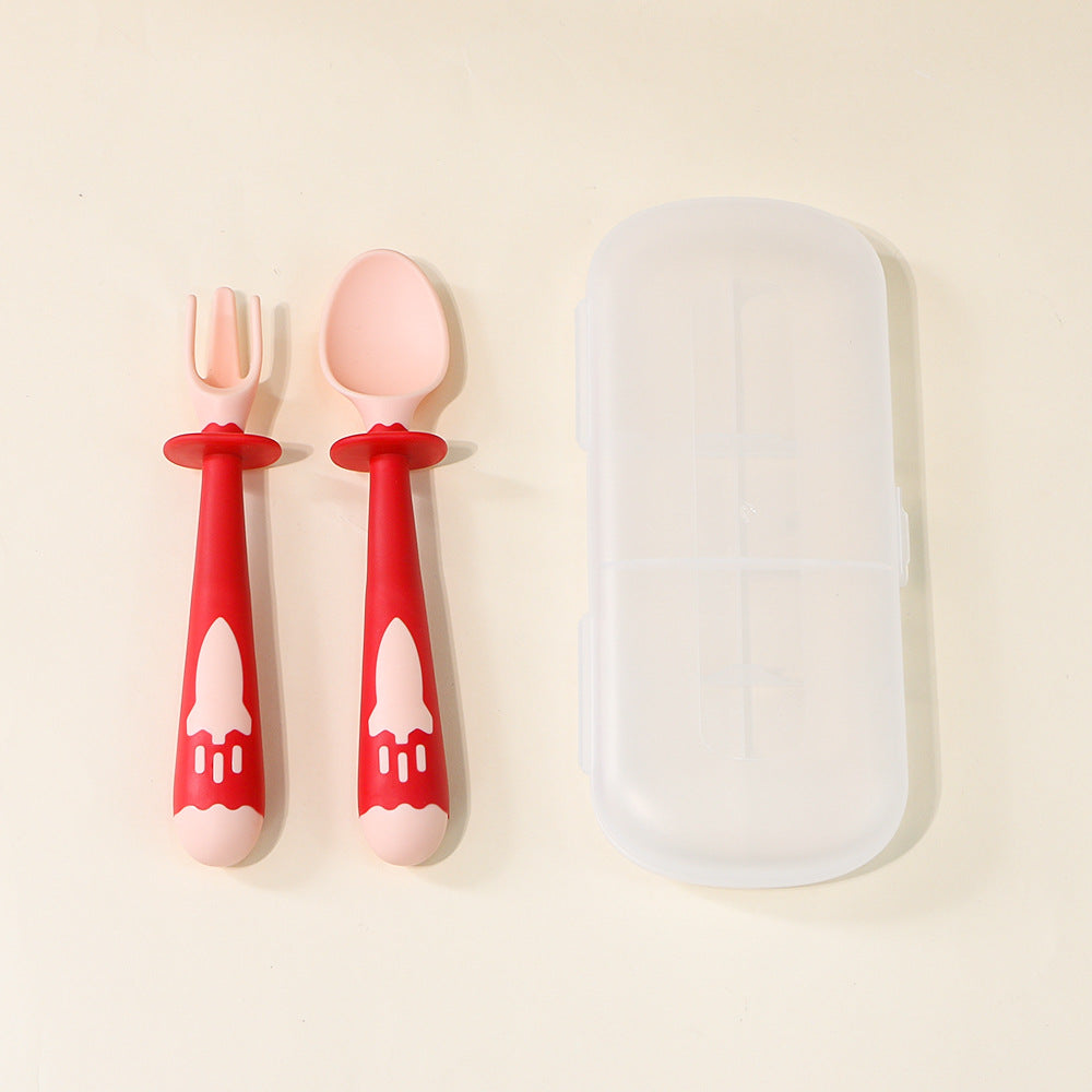 Children's twist fork and spoon set, portable