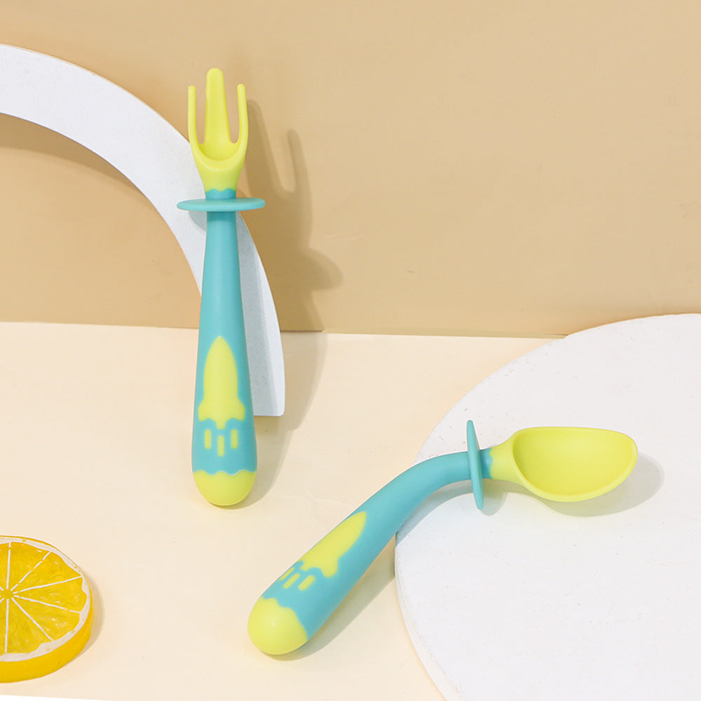 Children's twist fork and spoon set, portable