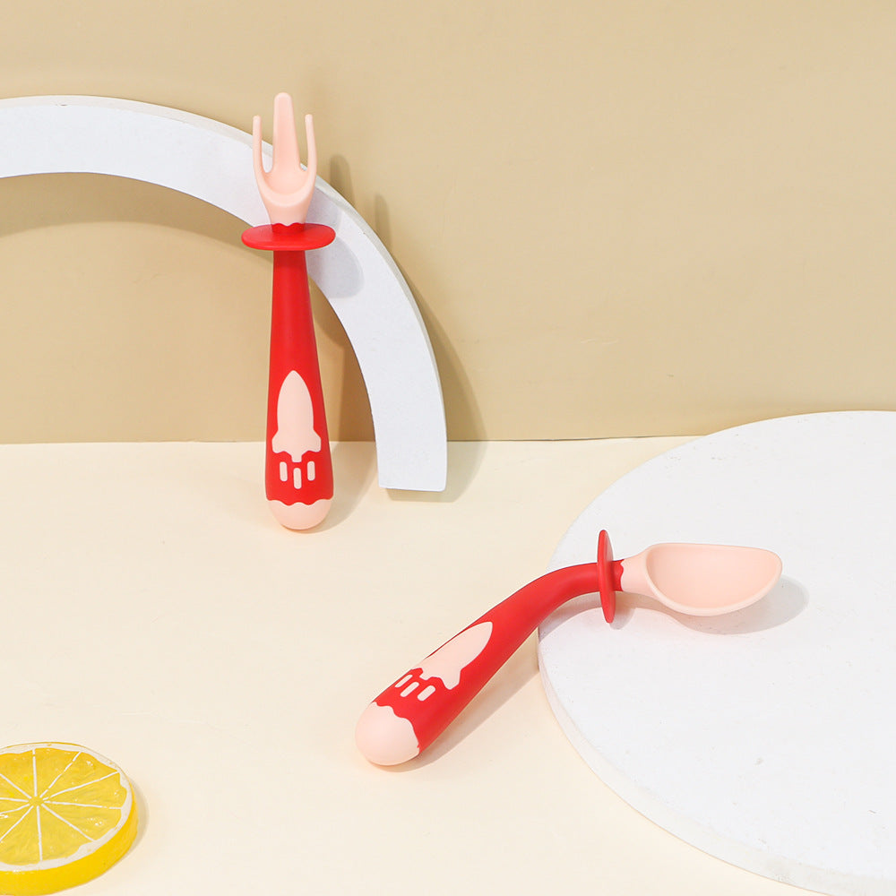 Children's twist fork and spoon set, portable