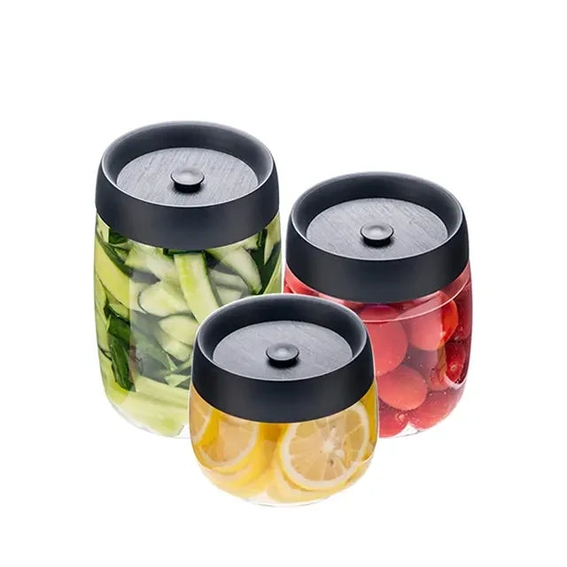 Pumpable Vacuum Clear Plastic Food Storage Jars Set with Airtight Lid