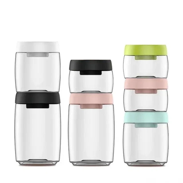 Pumpable Vacuum Clear Plastic Food Storage Jars Set with Airtight Lid