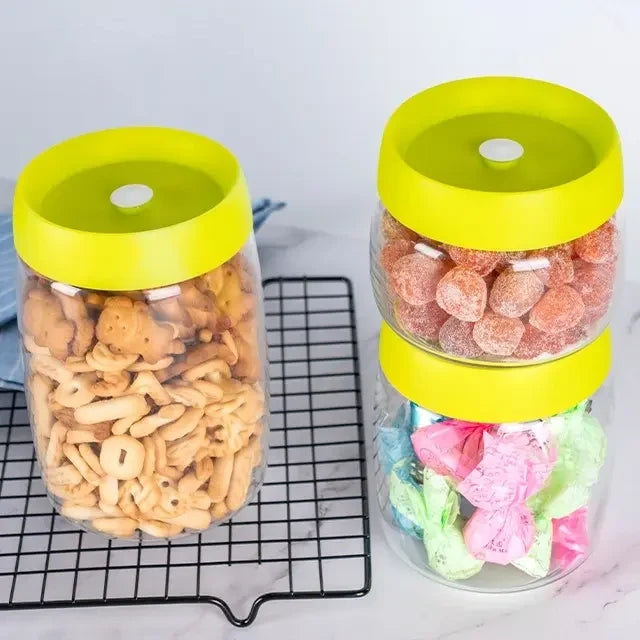 Pumpable Vacuum Clear Plastic Food Storage Jars Set with Airtight Lid