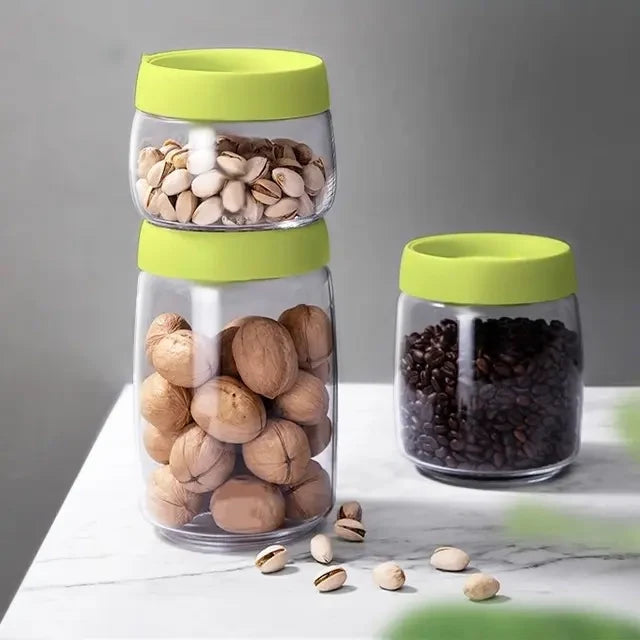 Pumpable Vacuum Clear Plastic Food Storage Jars Set with Airtight Lid