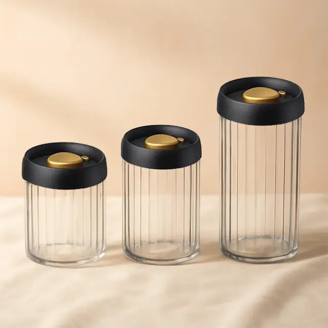 Ripple Vacuum Jar - 3mm Thick Borosilicate Glass, Airtight Food Storage Container & Pantry Organization, Vacuum Sealed, Available in 0.55L / 0.85L / 1.4L