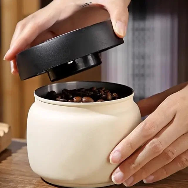 Sealed Cream Jar Stainless Steel Vacuum Coffee Beans Canister Kitchen Food Storage Container With Airtight Lid