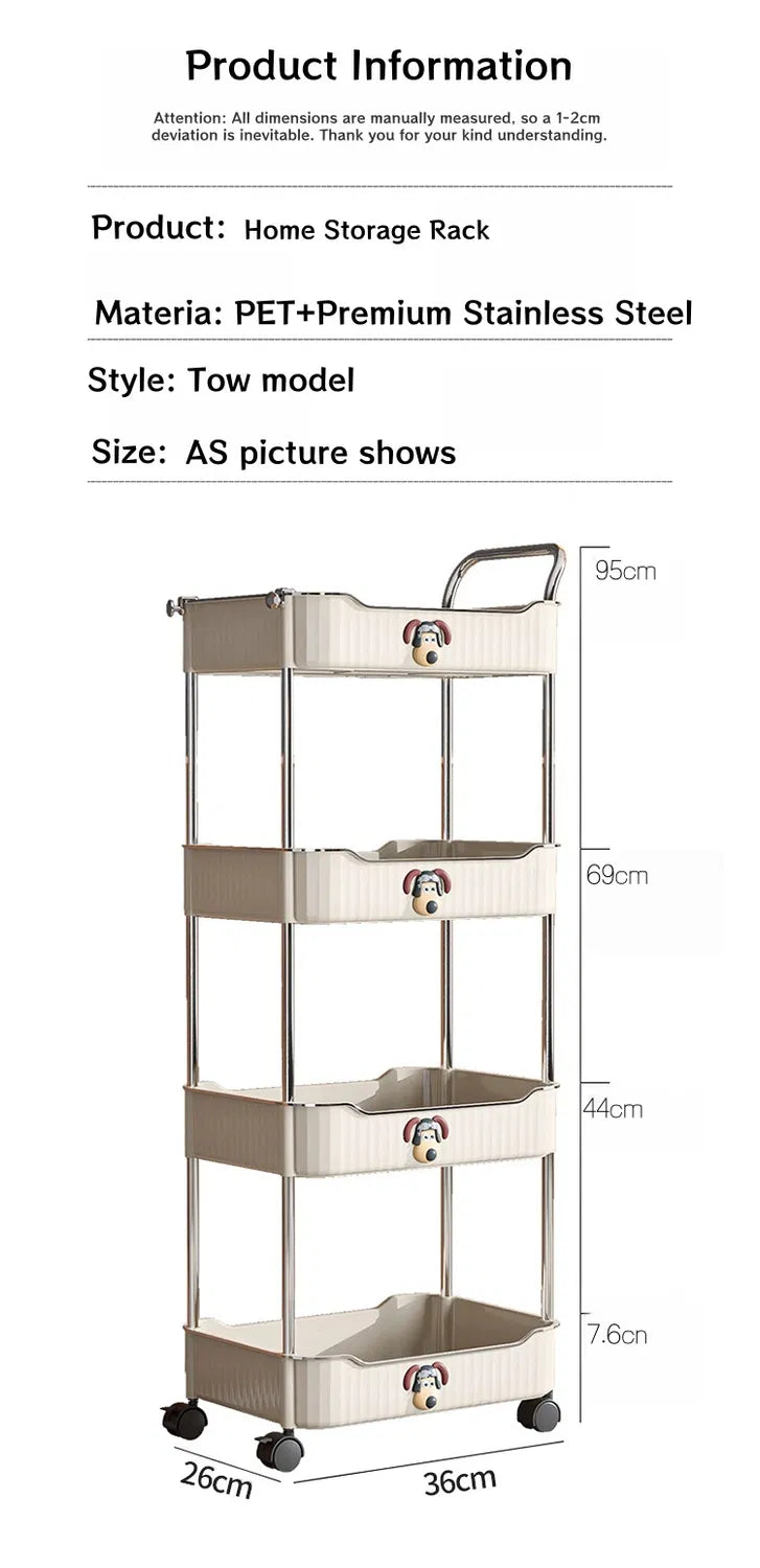 Shelf & Shelves Stylish Trolley for Dining Room Tableware & Snacks with Cute Puppy