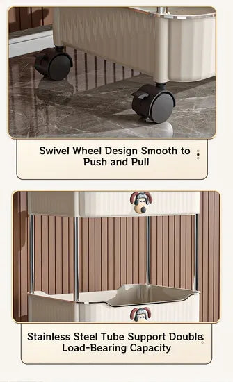 Shelf & Shelves Stylish Trolley for Dining Room Tableware & Snacks with Cute Puppy