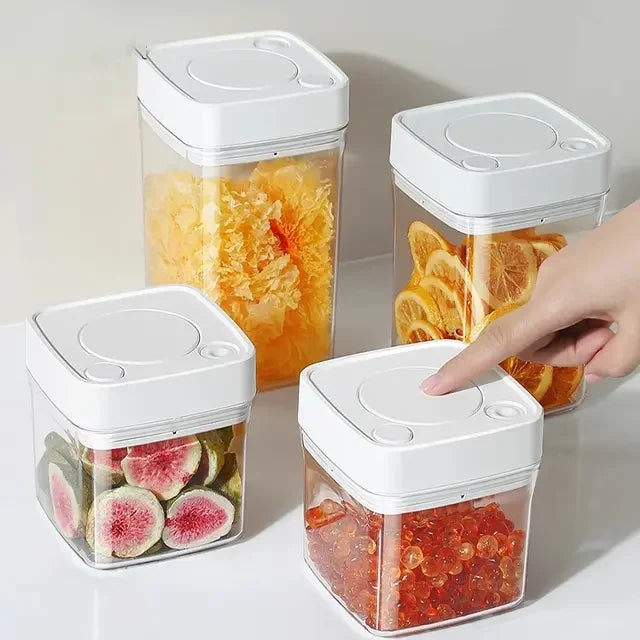 Square High Vacuum Food Storage Canister, Stackable BPA Free Plastic Cereal Containers, for Kitchen Pantry Organization and Storage
