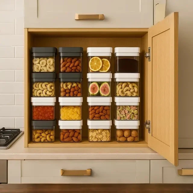 Square High Vacuum Food Storage Canister, Stackable BPA Free Plastic Cereal Containers, for Kitchen Pantry Organization and Storage