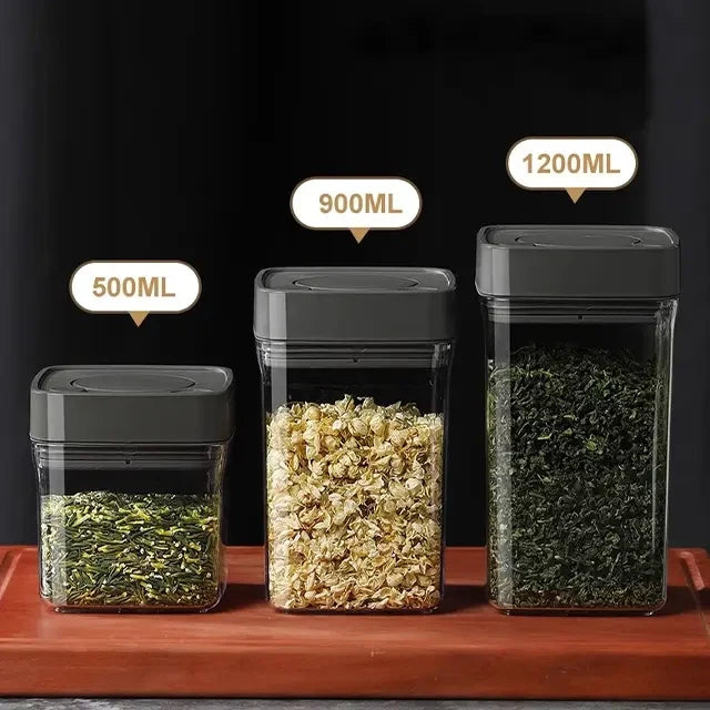 Square High Vacuum Food Storage Canister, Stackable BPA Free Plastic Cereal Containers, for Kitchen Pantry Organization and Storage