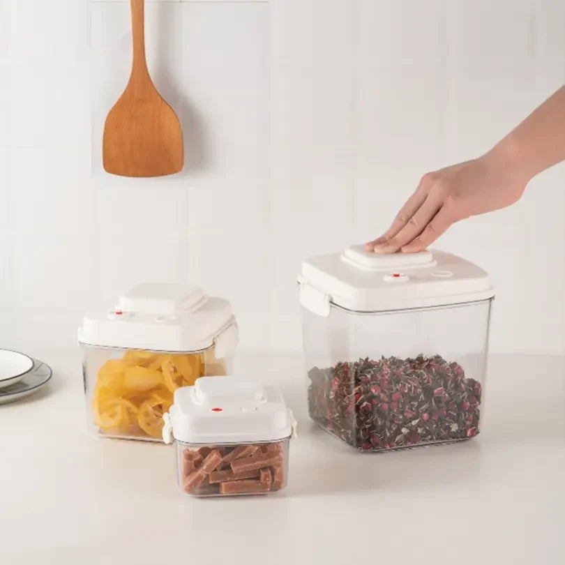 Square Plastic Container Vacuum Food Storage Canisters Set