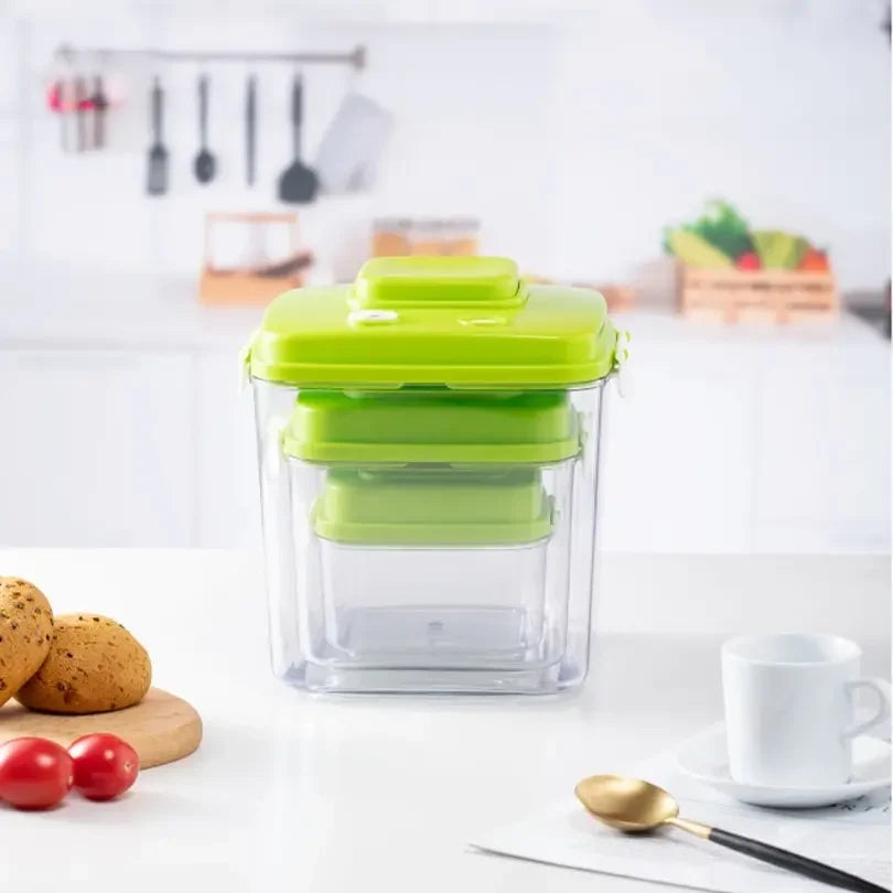 Square Plastic Container Vacuum Food Storage Canisters Set