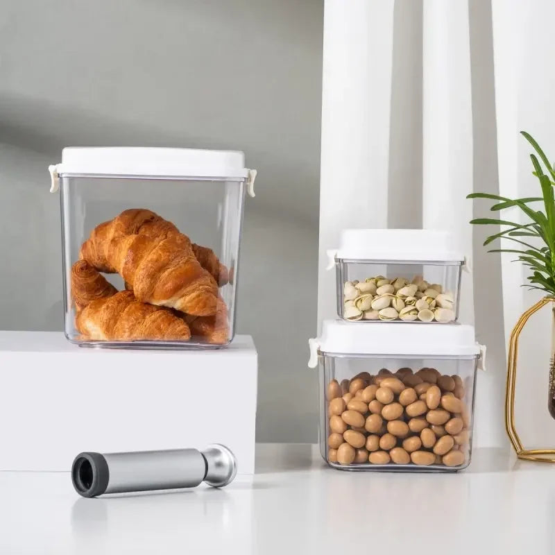 Square Pumpable Food Storage Locking Canisters Set