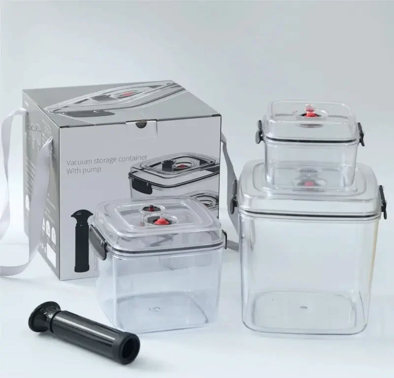 Square Pumpable Food Storage Locking Canisters Set