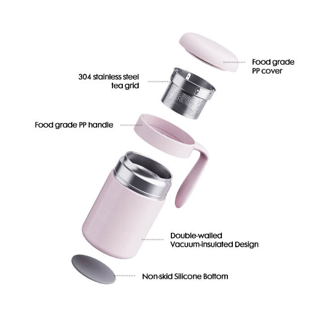 Stainless Steel Coffee Mug With Tea Infuser V838