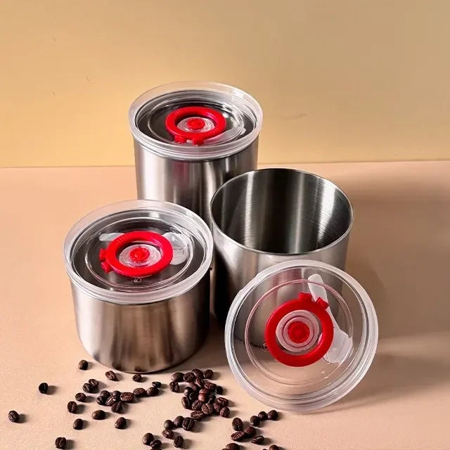 Stainless Steel Vacuum Airtight Coffee Bean Milk Powder Grain Canister with Pump for Food Storage