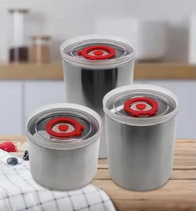 Stainless Steel Vacuum Airtight Coffee Bean Milk Powder Grain Canister with Pump for Food Storage