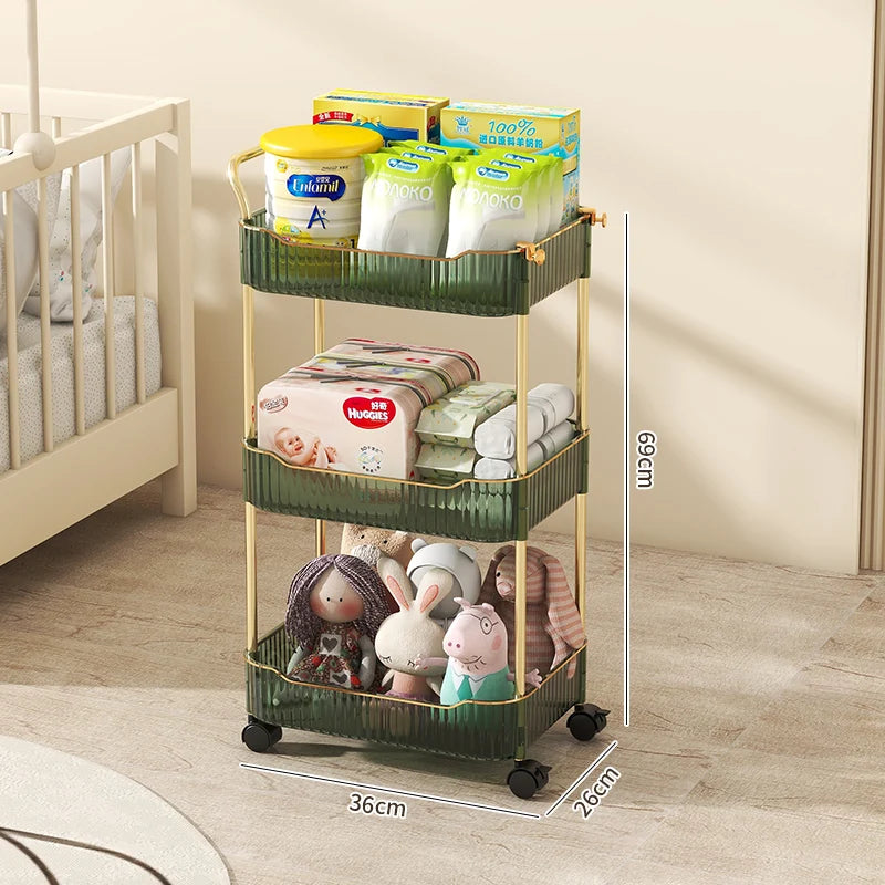 Trolley Wheel Cart & Storage Rack Space-Saving Organizer for Bedroom Closet