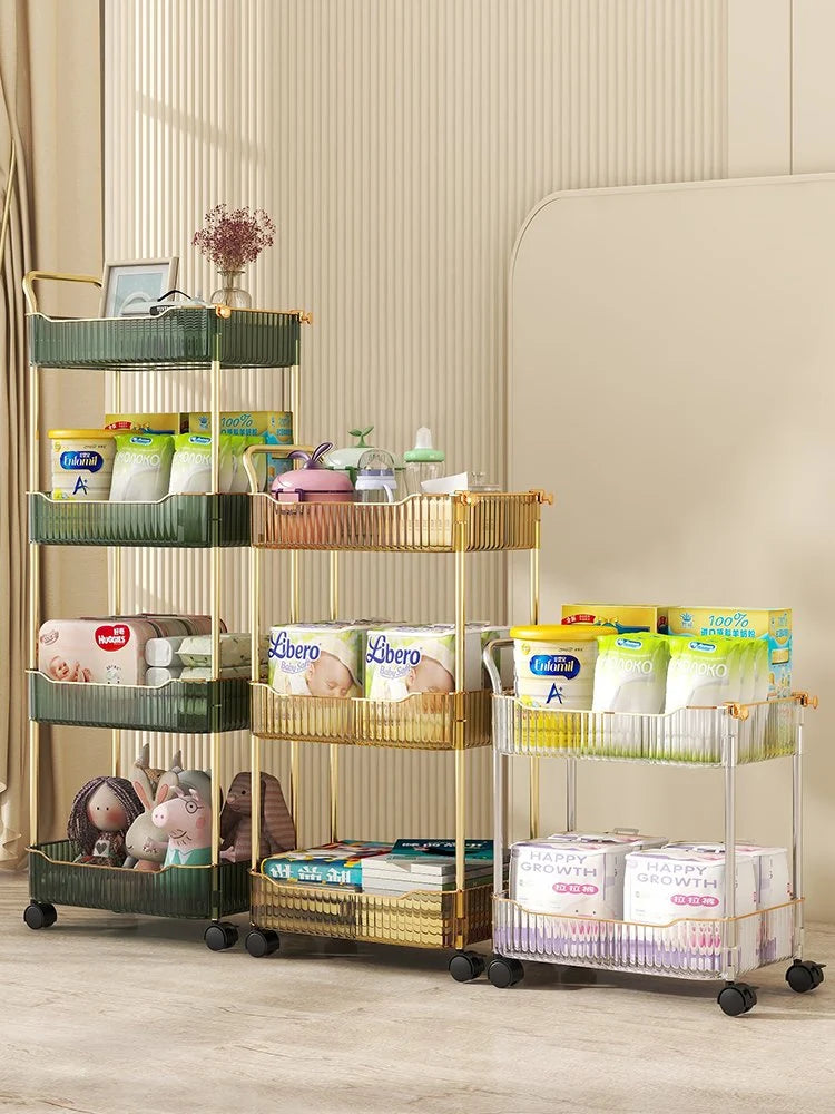 Trolley Wheel Cart & Storage Rack Space-Saving Organizer for Bedroom Closet