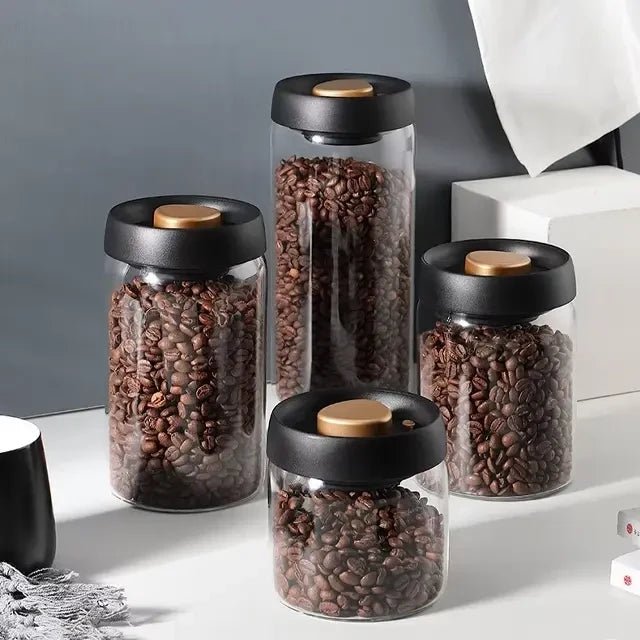 Vacuum Coffee Canisters with Airtight Lids Grounds Coffee Bar Accessories