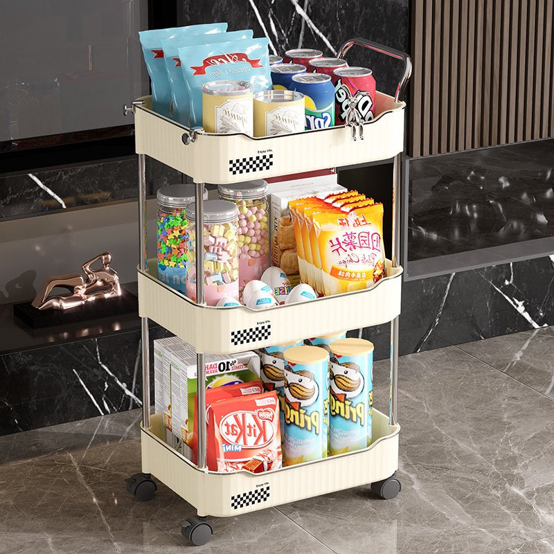 Wheeled Trolley Storage Rack Display Shelf Mobile Cart for Home