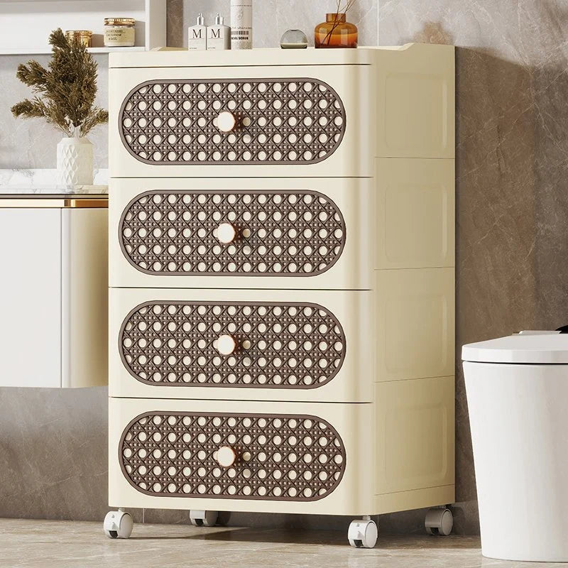 Woven Pattern Bedroom Furniture Plastic Drawer Cosmetic Organization