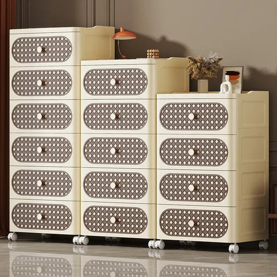 Woven Pattern Bedroom Furniture Plastic Drawer Cosmetic Organization