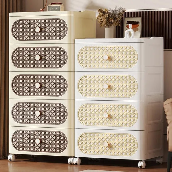 Woven Pattern Bedroom Furniture Plastic Drawer Cosmetic Organization