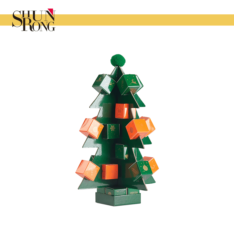 custom advent calendar box with unique tree shape