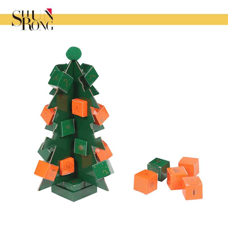 custom advent calendar box with unique tree shape